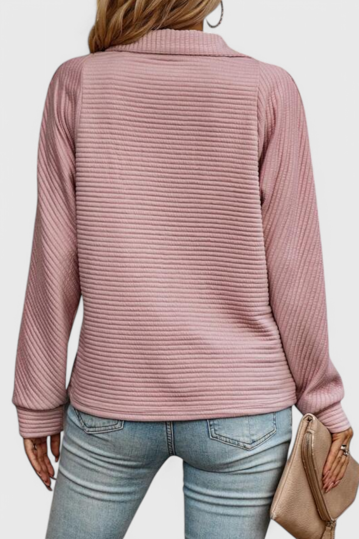 Elena Jersey De Cuello V Con Cremallera Manga Larga