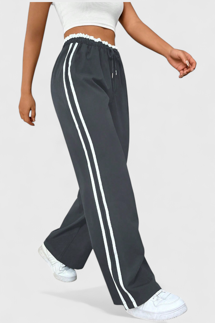 Ariana Pantalón Deportivo Pierna Ancha Franjas Laterales