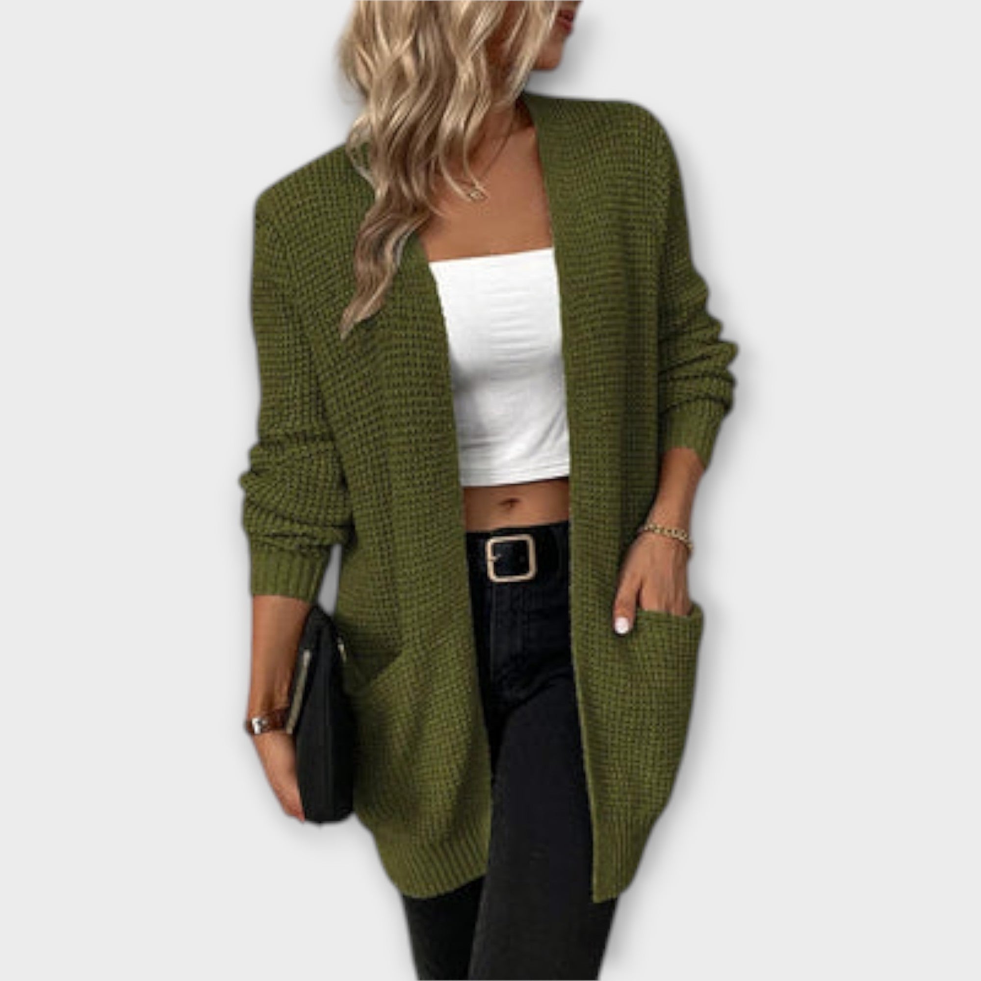 Elina Cardigan Tejido Casual Con Bolsillos Y Comodidad