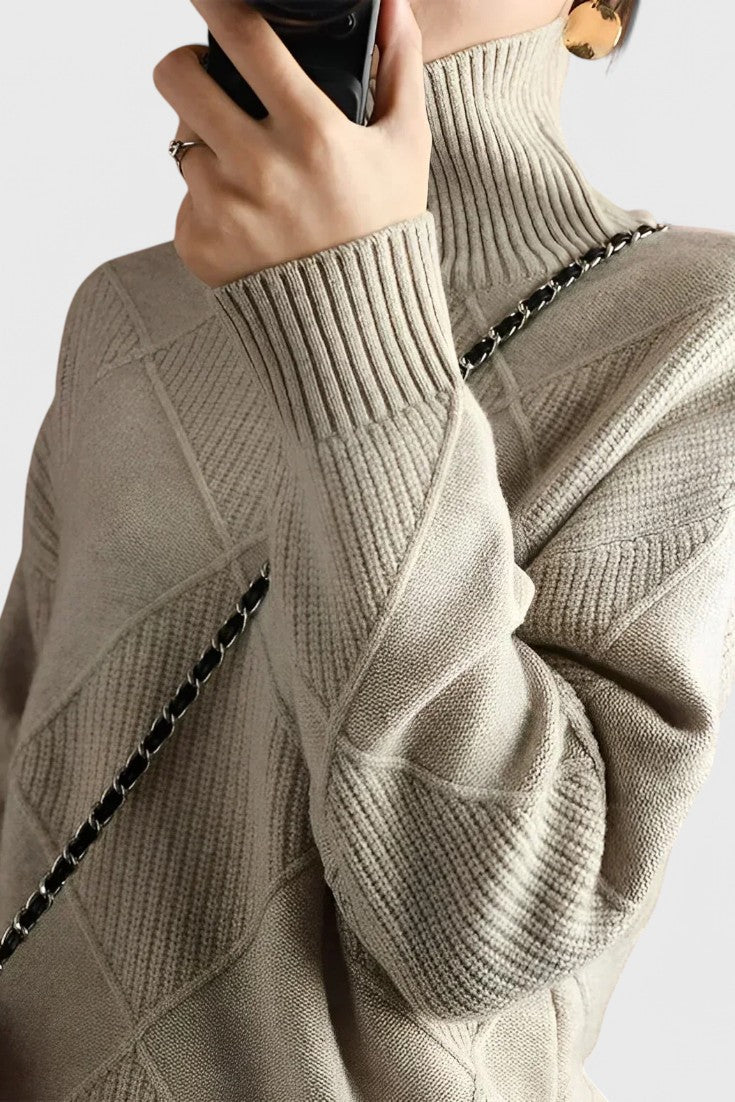 Azucena Jersey De Cuello Alto punto suave Para Mujer Clásico