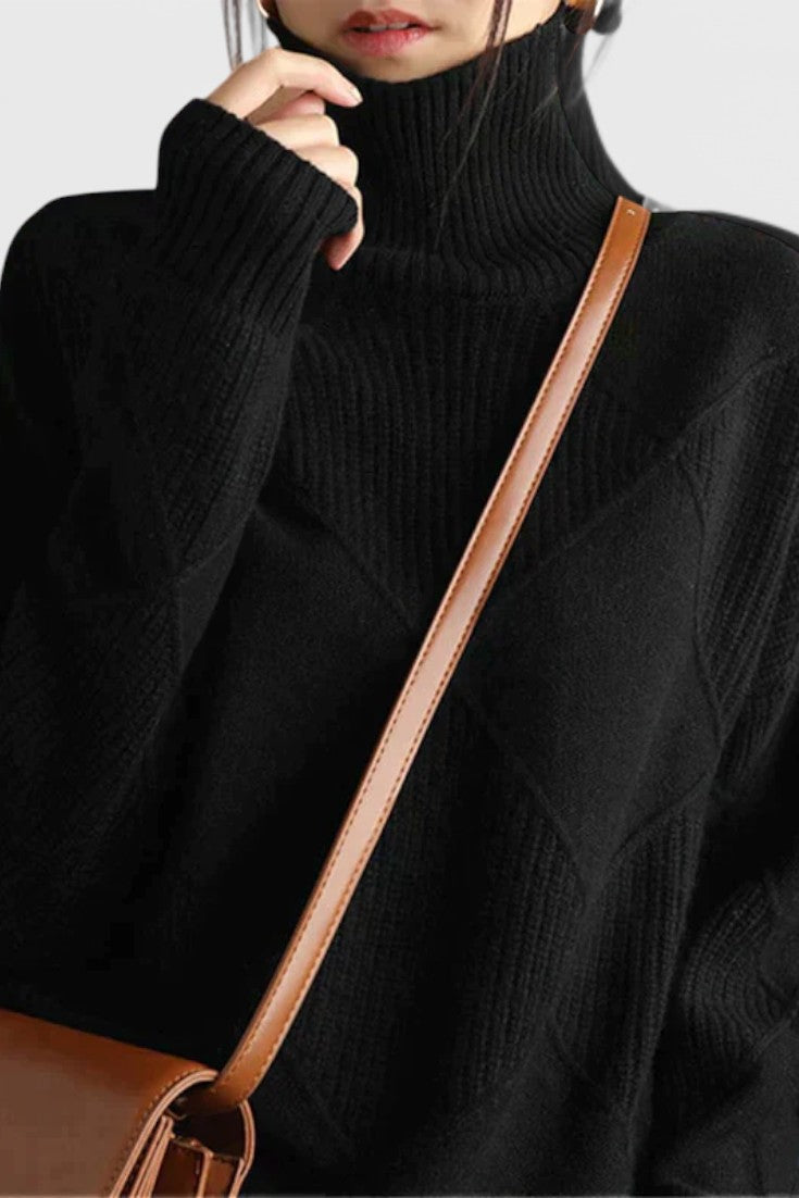 Azucena Jersey De Cuello Alto punto suave Para Mujer Clásico