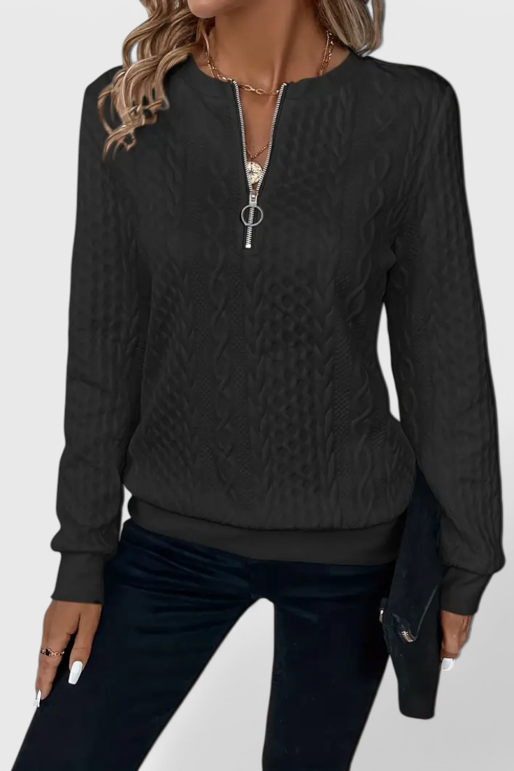 Luna Jersey De Punto Con Cremallera Frontal Suave Casual