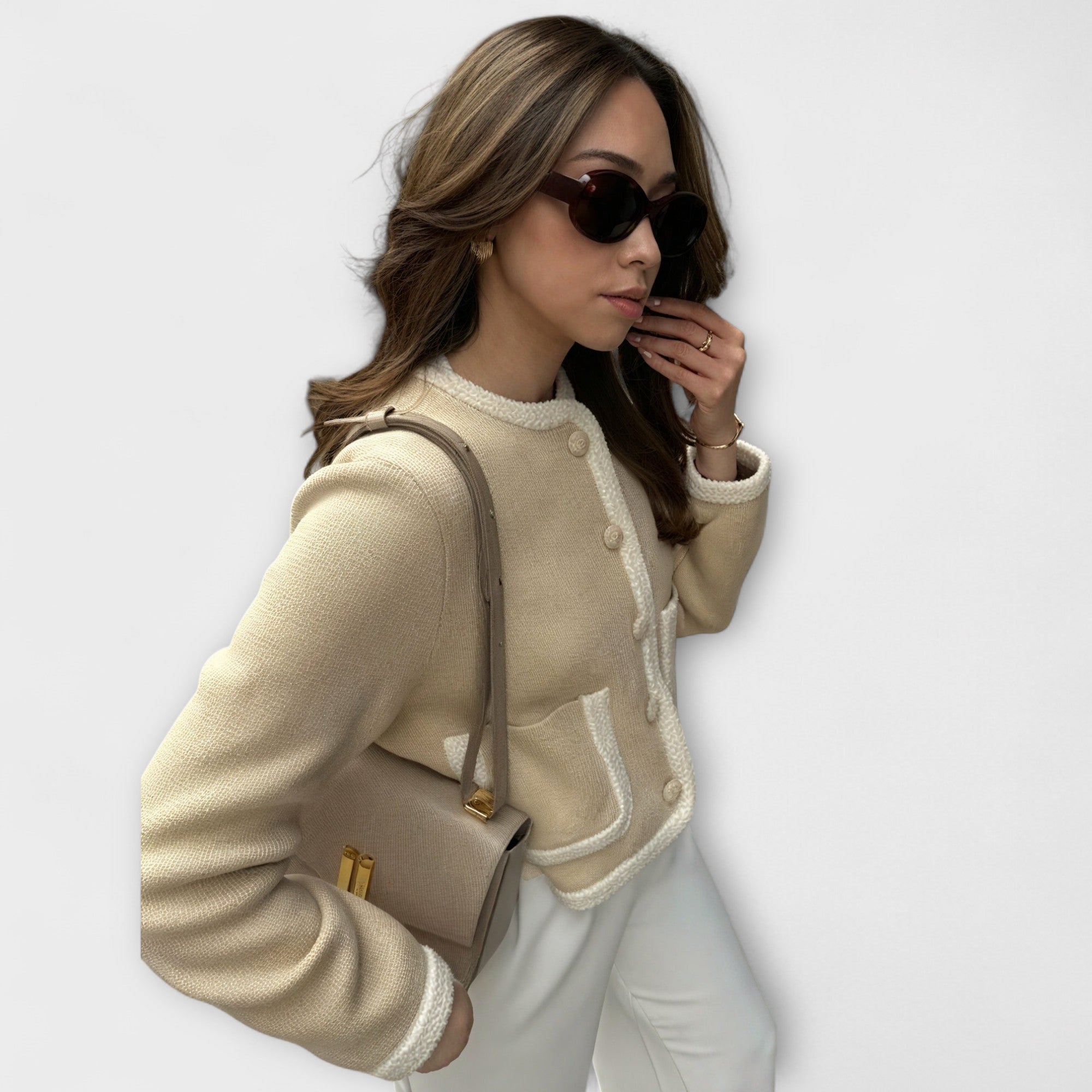 Isabela Cardigan De Punto Suave Con Bolsillos Decorativos