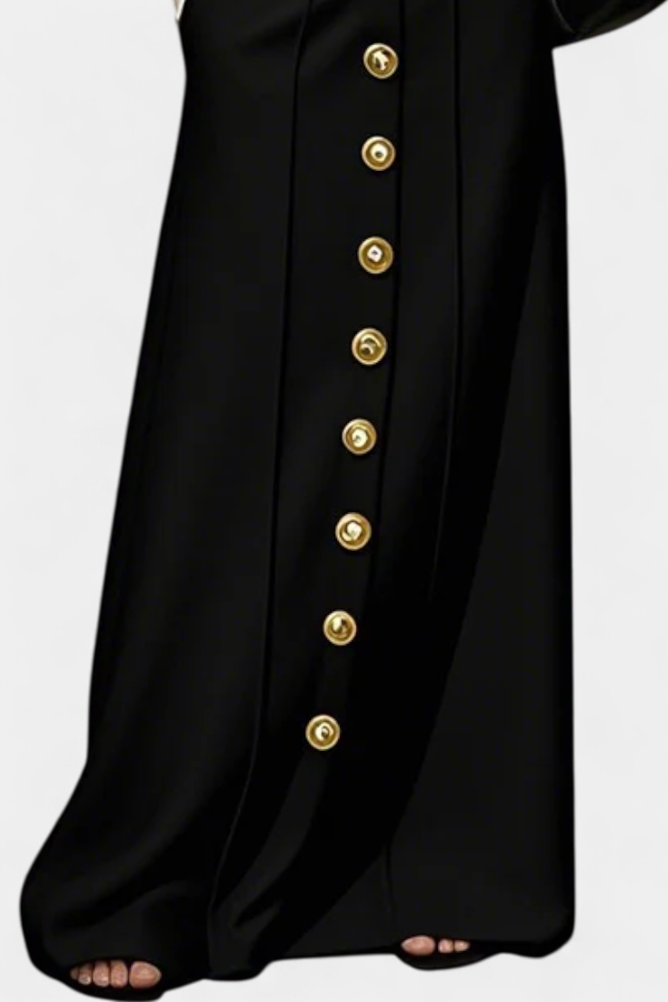 Lumina Falda Suelta Con Botones Y Bolsillos Negro Spandex