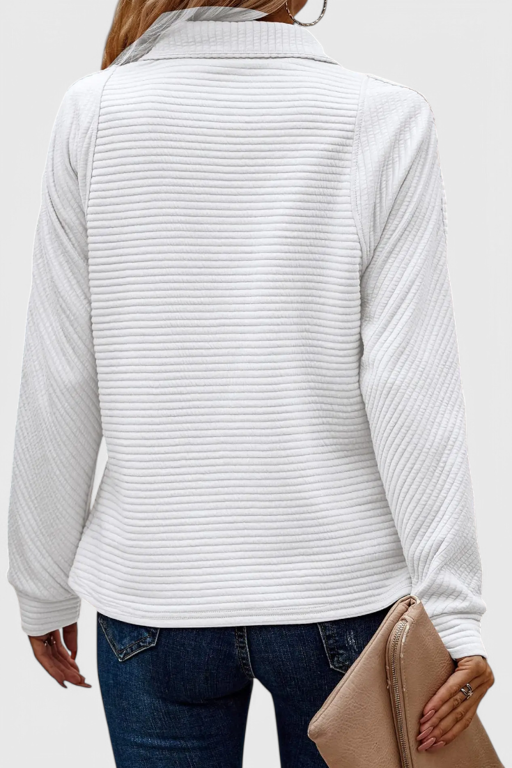 Elena Jersey De Cuello V Con Cremallera Manga Larga