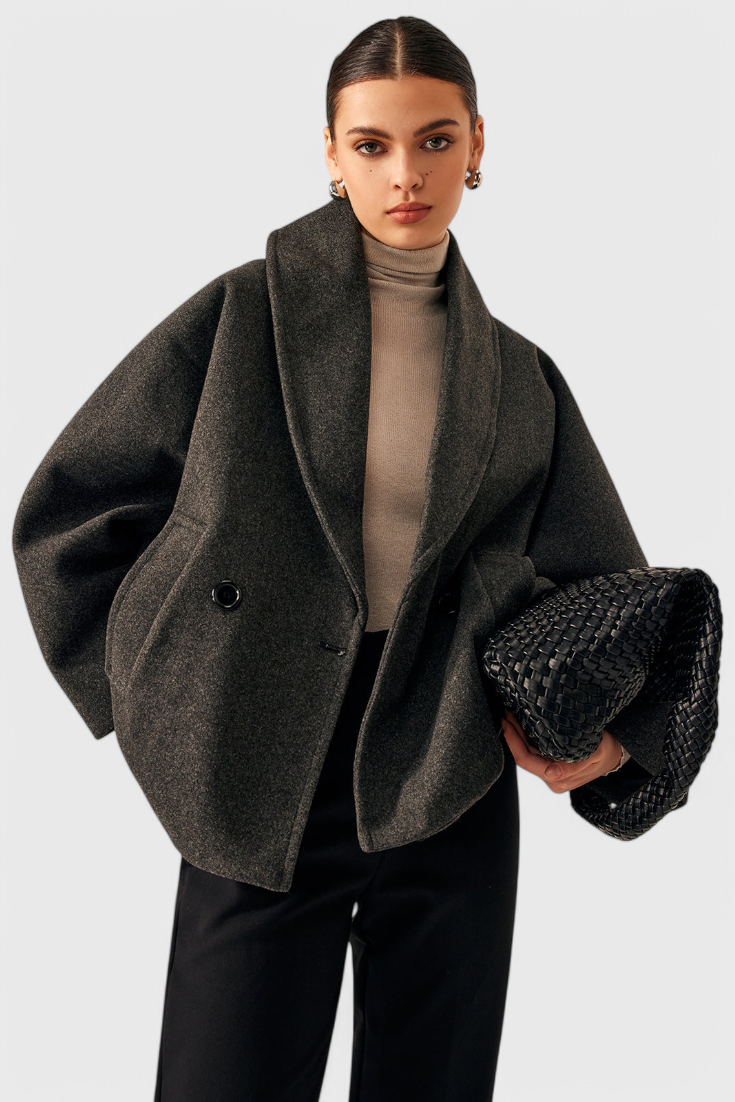 Joey Select Abrigo Tweed Oversized Algodón Poliéster Gris