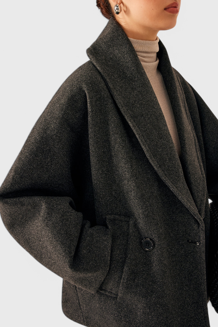 Joey Select Abrigo Tweed Oversized Algodón Poliéster Gris