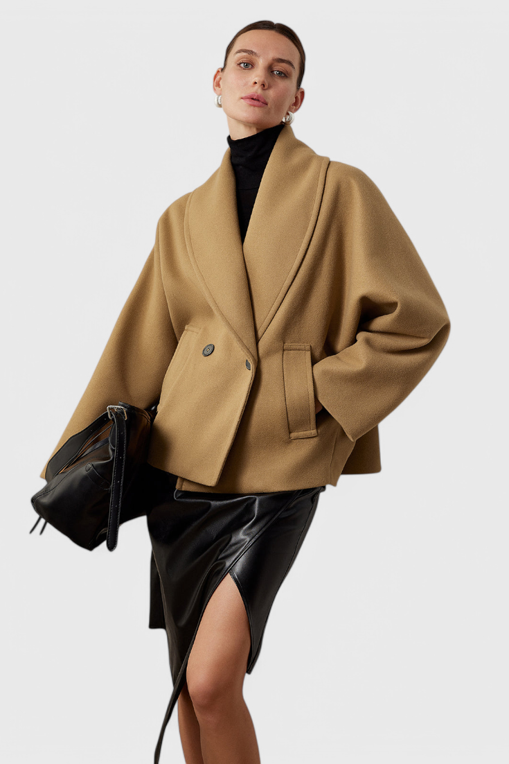 Joey Select Abrigo Tweed Oversized Algodón Poliéster Gris