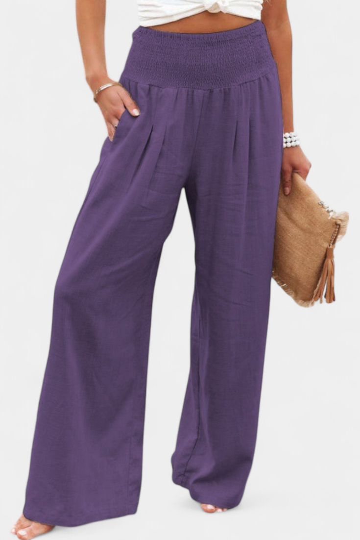 Livia Pantalón Fluido Algodón Lino Natural Elegancia