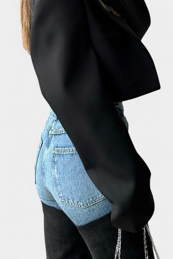 Mila Jeans Tiro Alto Patchwork Pierna Recta Sin Elastano