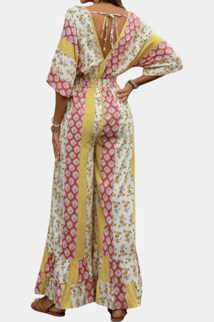 Marisol Mono Bohemio Escote V Mangas Fluidas Cintura