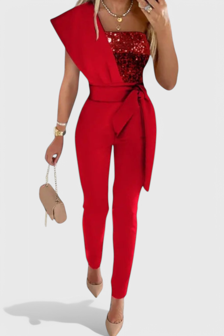 Laila Mono De Lentejuelas Un Hombro Para Fiesta Estilo