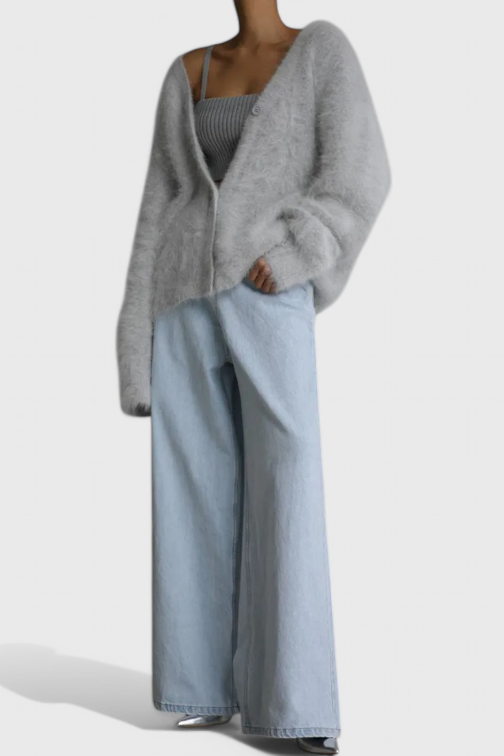 Luzia Cardigan Mezcla punto suave Y Lana Cordero Suave