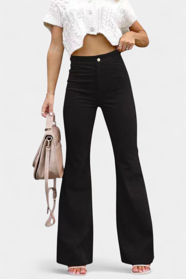 Clara Pantalón De Terciopelo Pierna Ancha Cintura Alta