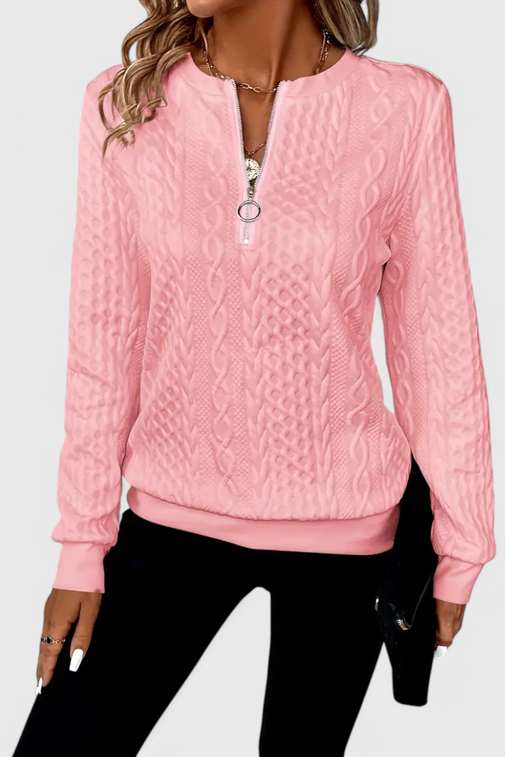 Luna Jersey De Punto Con Cremallera Frontal Suave Casual