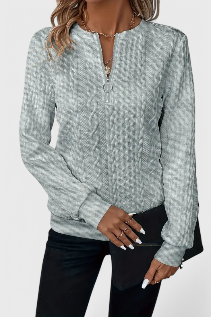 Luna Jersey De Punto Con Cremallera Frontal Suave Casual