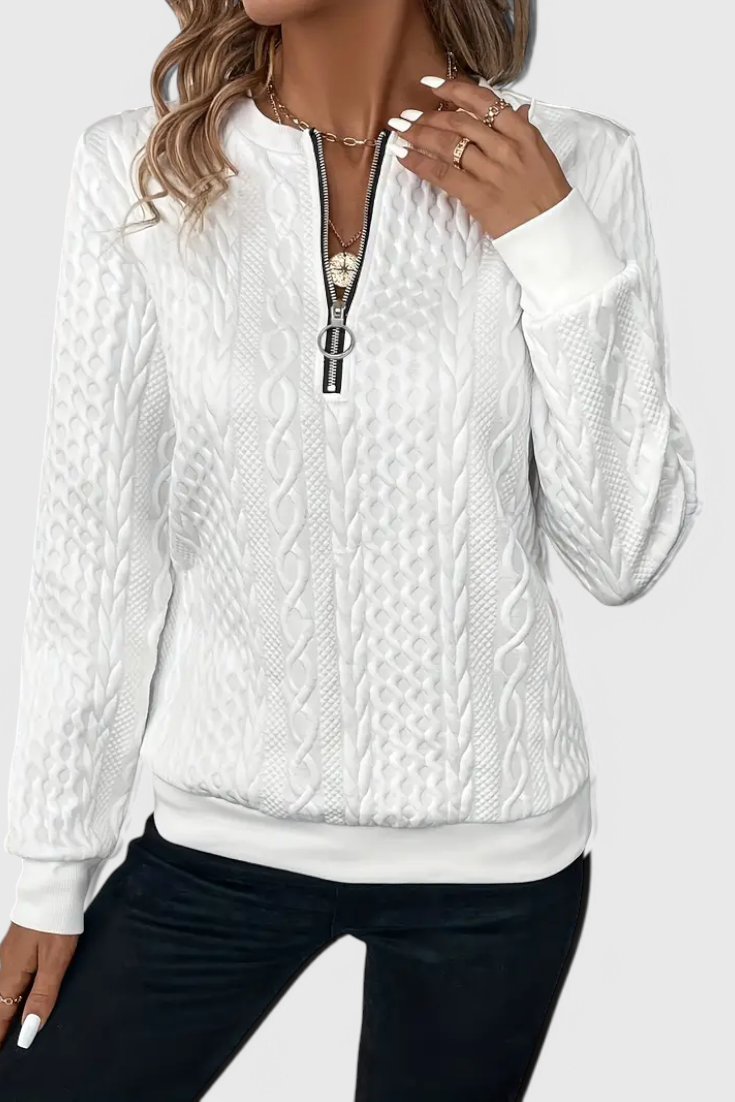 Luna Jersey De Punto Con Cremallera Frontal Suave Casual