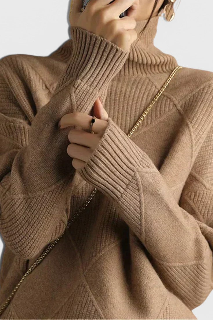 Azucena Jersey De Cuello Alto punto suave Para Mujer Clásico