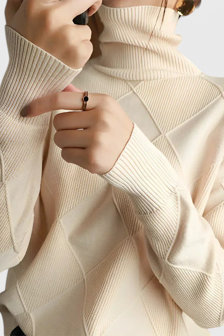 Azucena Jersey De Cuello Alto punto suave Para Mujer Clásico
