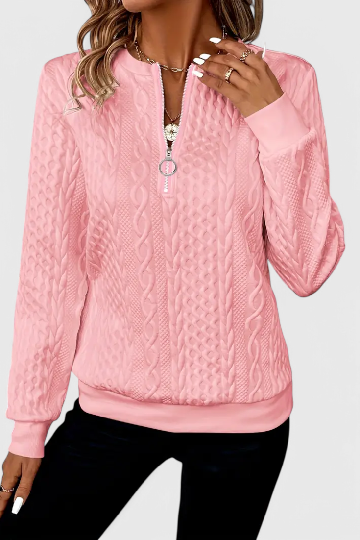 Luna Jersey De Punto Con Cremallera Frontal Suave Casual