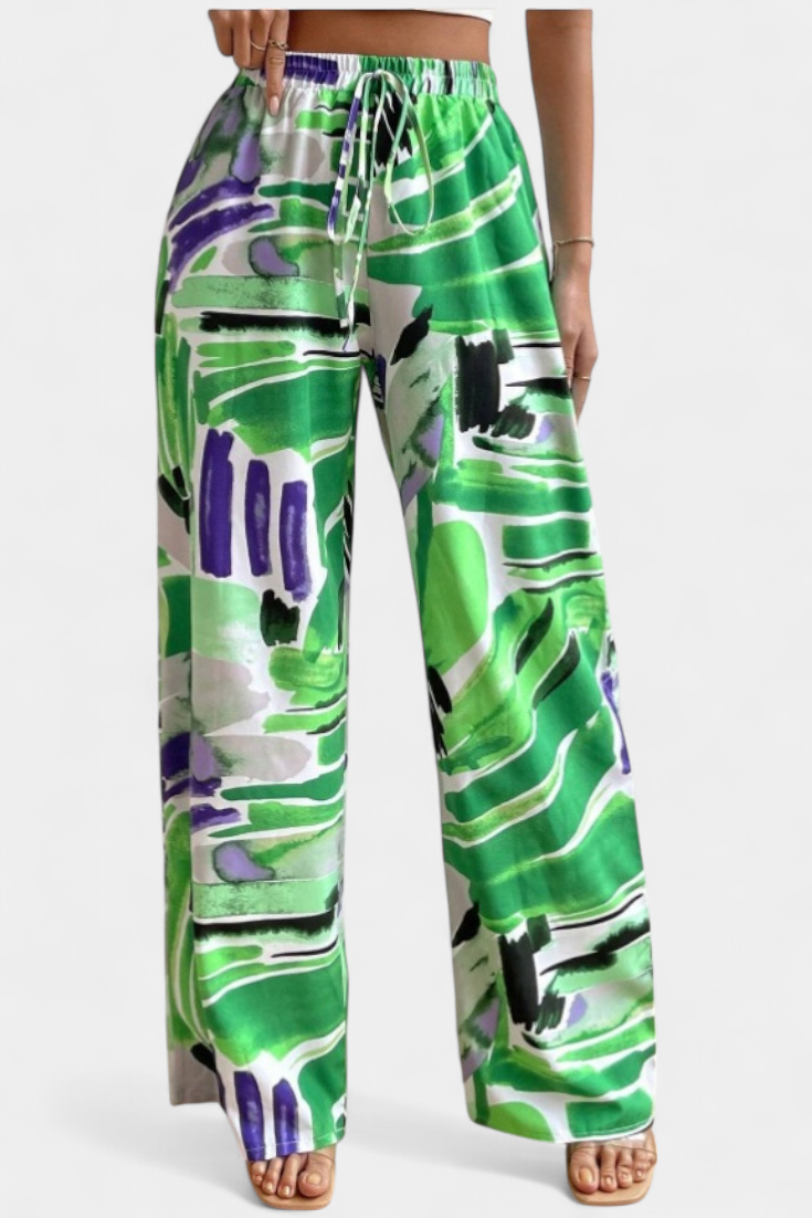 Senda Pantalón Pierna Ancha Estampado Abstracto Ligero