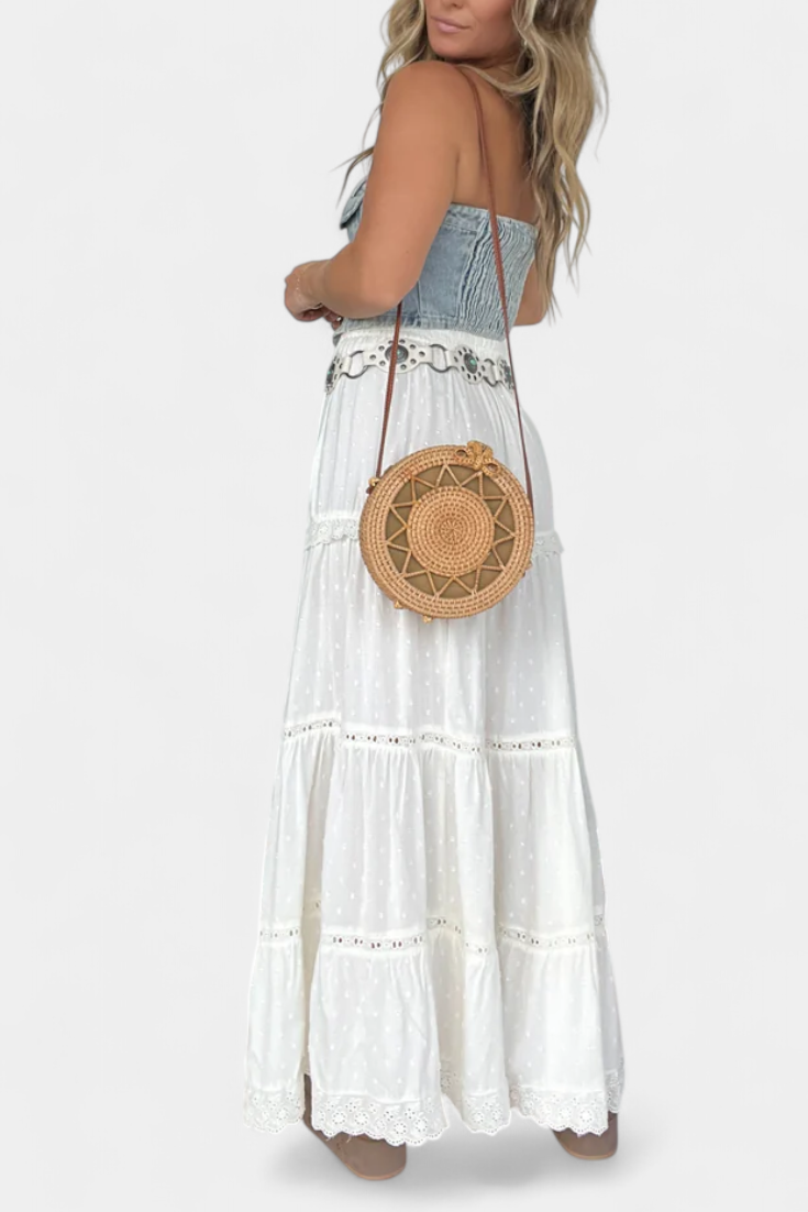 Dalia Falda Maxi Boho Con Encaje Y Abertura Frontal