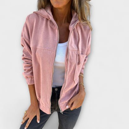 Marta Sudadera De Pana Con Cremallera Estilo Retro Femenina