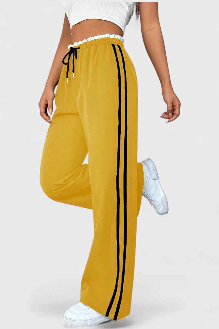 Ariana Pantalón Deportivo Pierna Ancha Franjas Laterales