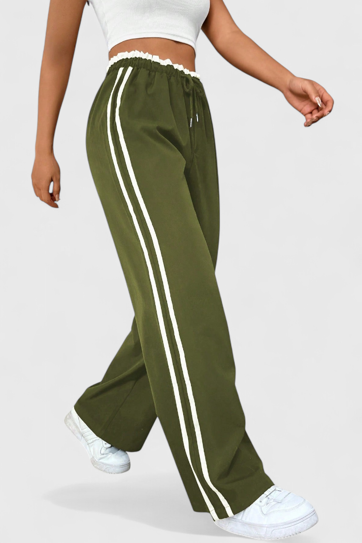 Ariana Pantalón Deportivo Pierna Ancha Franjas Laterales