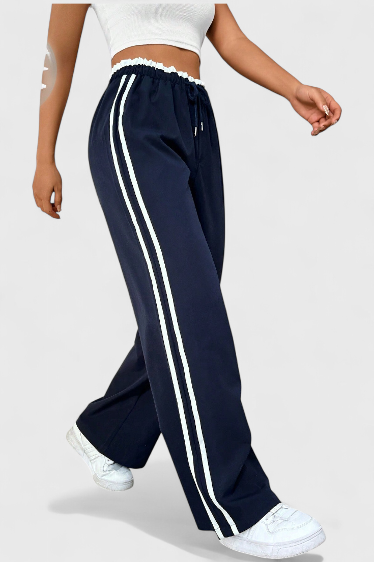 Ariana Pantalón Deportivo Pierna Ancha Franjas Laterales