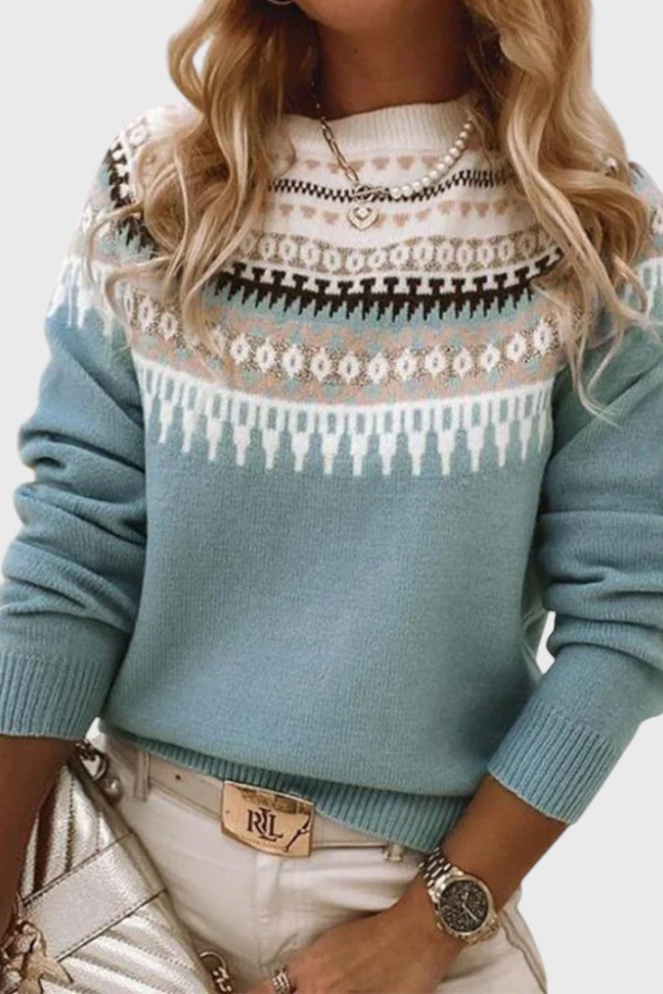 Luna Jersey Texturizado Cuello Redondo Para Invierno