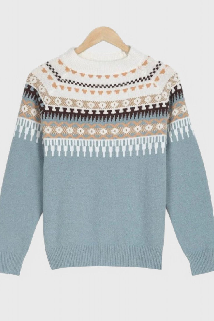 Luna Jersey Texturizado Cuello Redondo Para Invierno