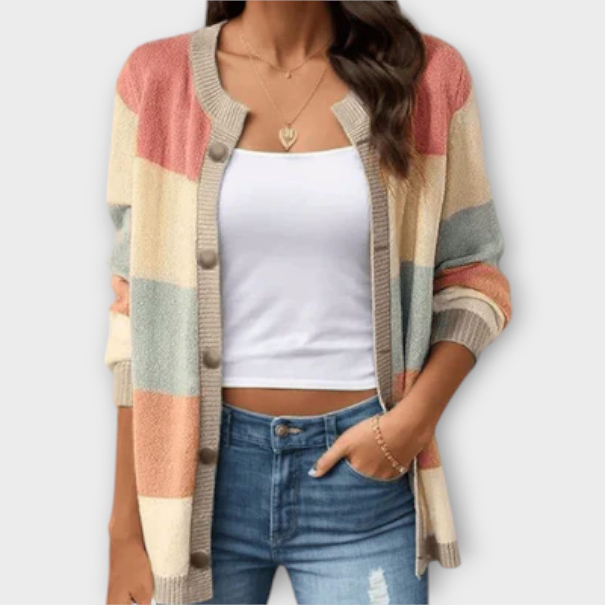 Elena Cardigan Para Mujer Rayado Suave Y Versátil Diario
