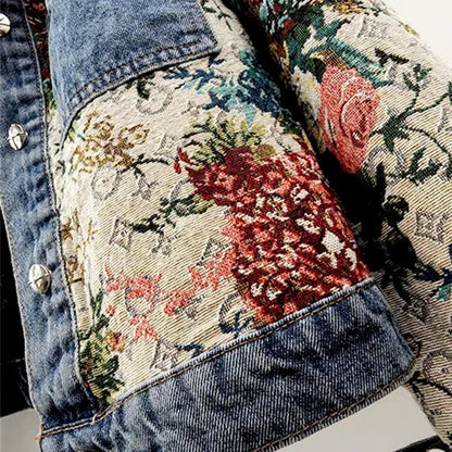 Lucía Amoretti Chaqueta Denim Floral Algodón Clásico