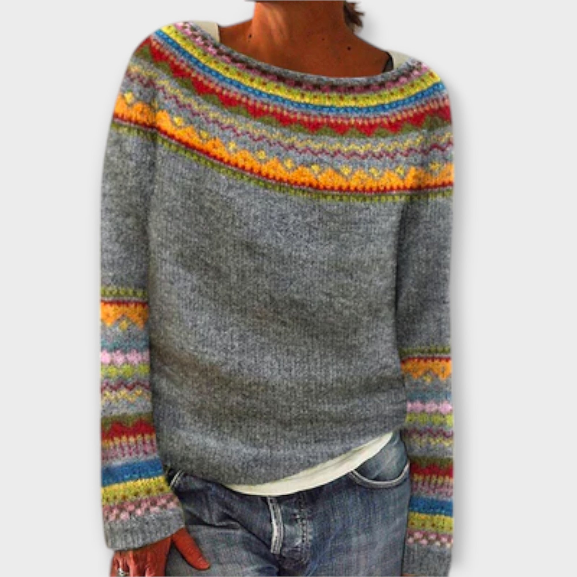 Eline Suéter Vintage Para Dama Confortable Otoño Agradable
