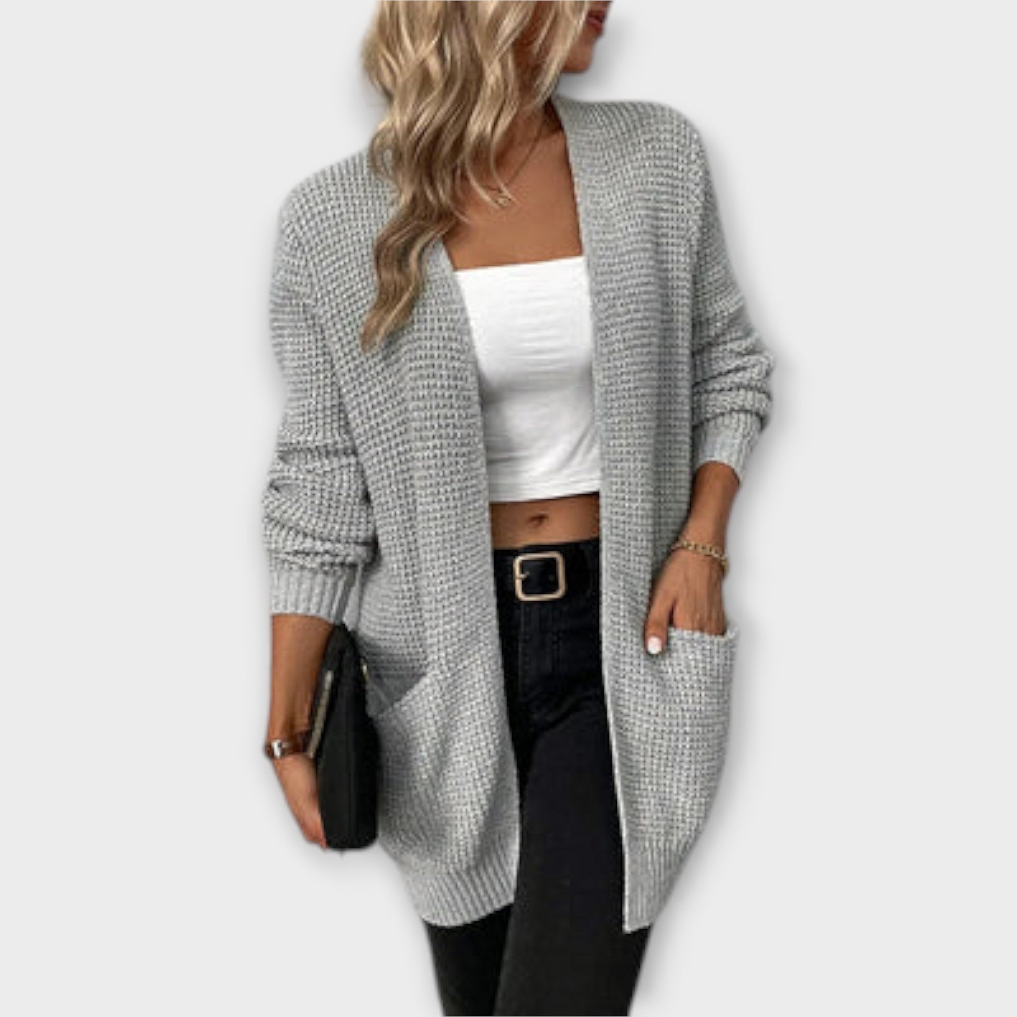 Elina Cardigan Tejido Casual Con Bolsillos Y Comodidad