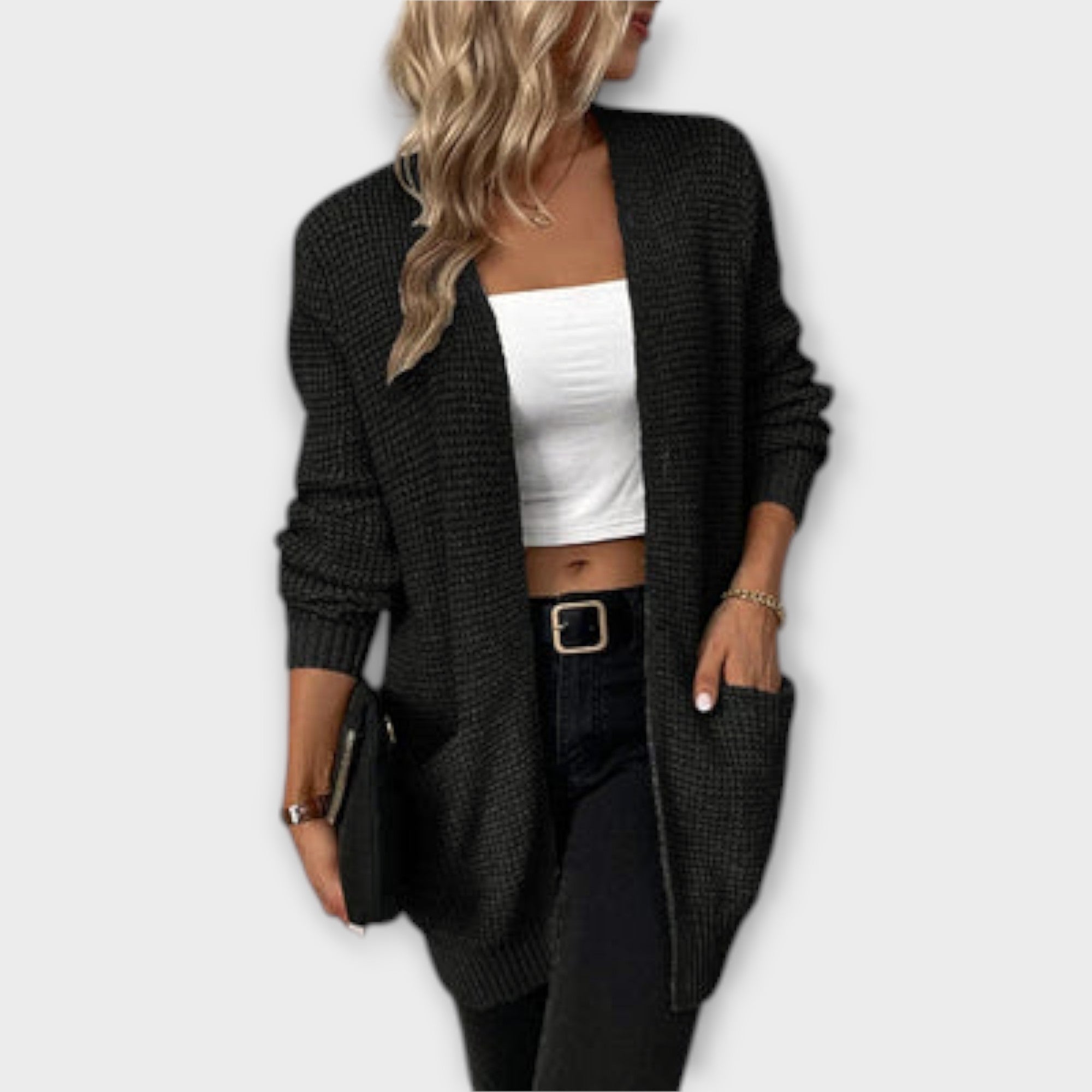 Elina Cardigan Tejido Casual Con Bolsillos Y Comodidad