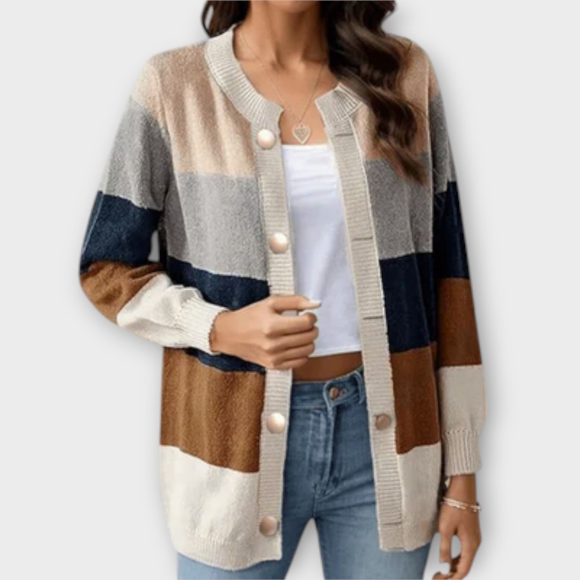 Elena Cardigan Para Mujer Rayado Suave Y Versátil Diario