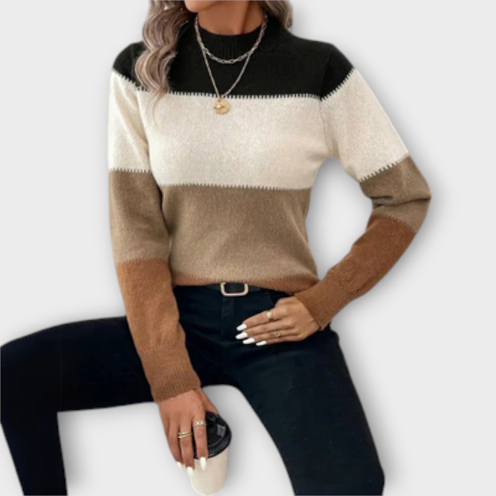 Elisa Suéter Rayas Casual Elegante Tejido Suave Para Diario