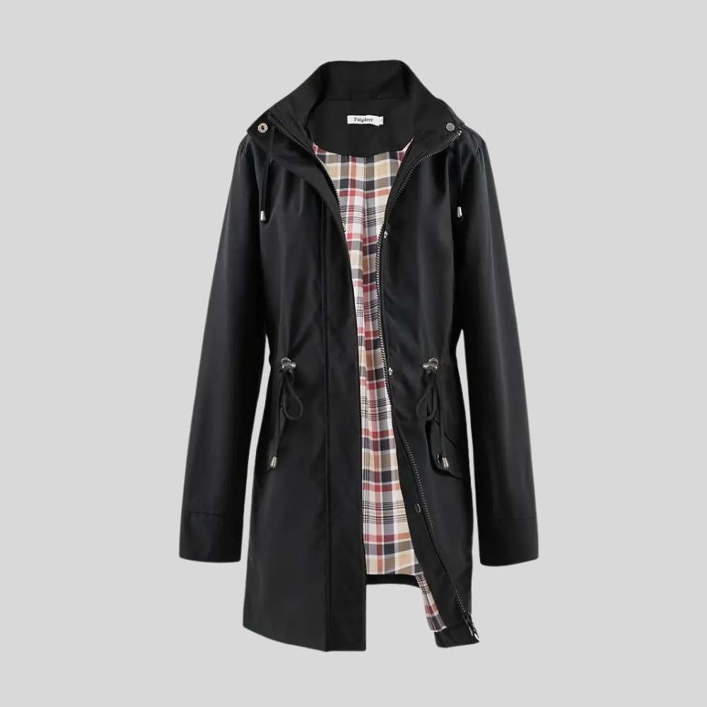 Doemi Abrigo Impermeable Manga Larga Corte Ajustado Dama