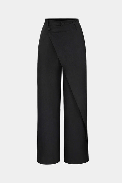 Oaklynn Pantalón Recto Drapado Cintura Envolvente Elegante