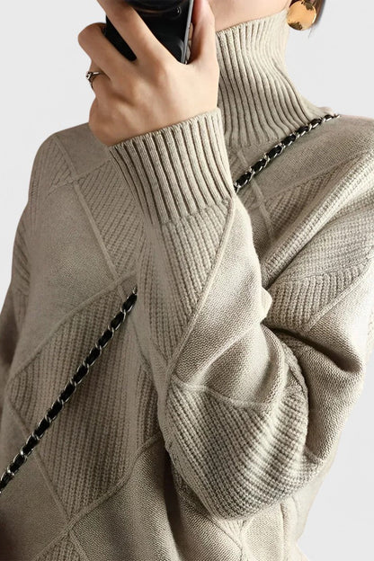 Azucena Jersey De Cuello Alto punto suave Para Mujer Clásico