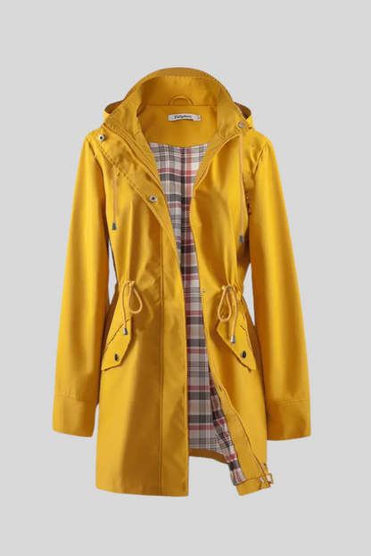 Doemi Abrigo Impermeable Manga Larga Corte Ajustado Dama