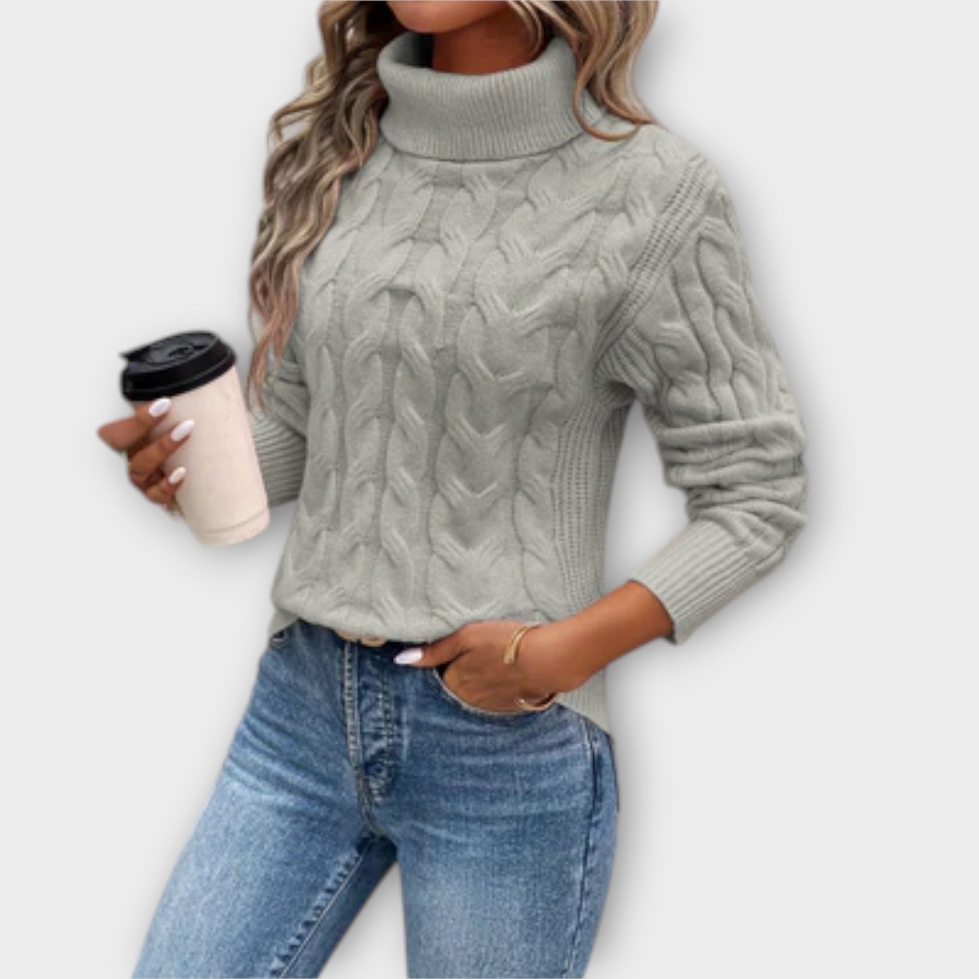Marina Suéter Cuello Alto Tejido Premium Confort Cálido