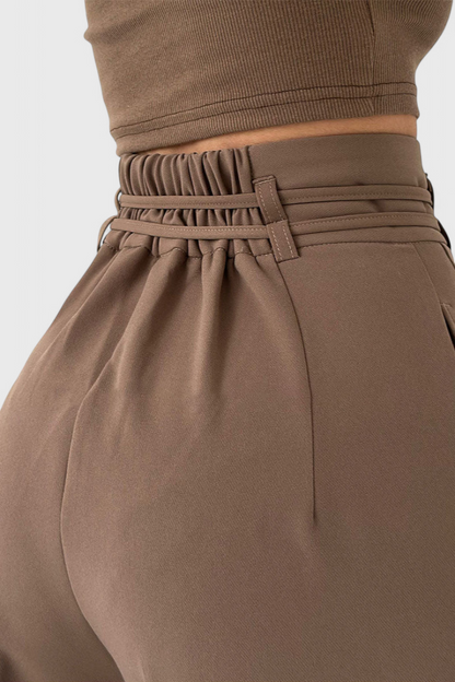 Isabel Pantalón De Tiro Alto Pierna Ancha Con Cordones