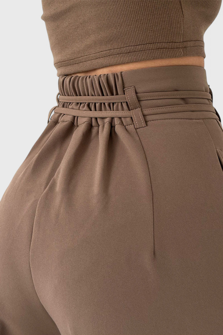 Isabel Pantalón De Tiro Alto Pierna Ancha Con Cordones