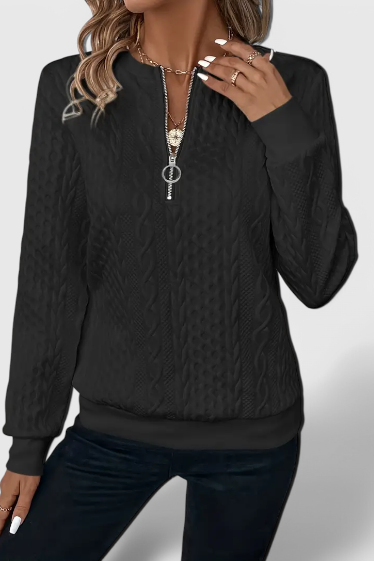 Luna Jersey De Punto Con Cremallera Frontal Suave Casual
