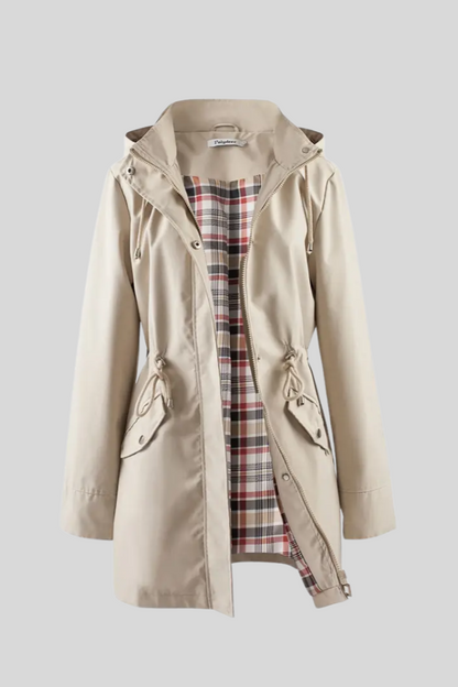 Doemi Abrigo Impermeable Manga Larga Corte Ajustado Dama