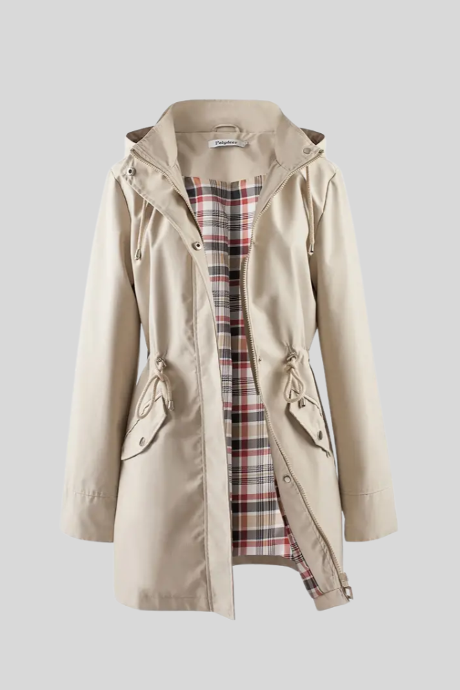 Doemi Abrigo Impermeable Manga Larga Corte Ajustado Dama