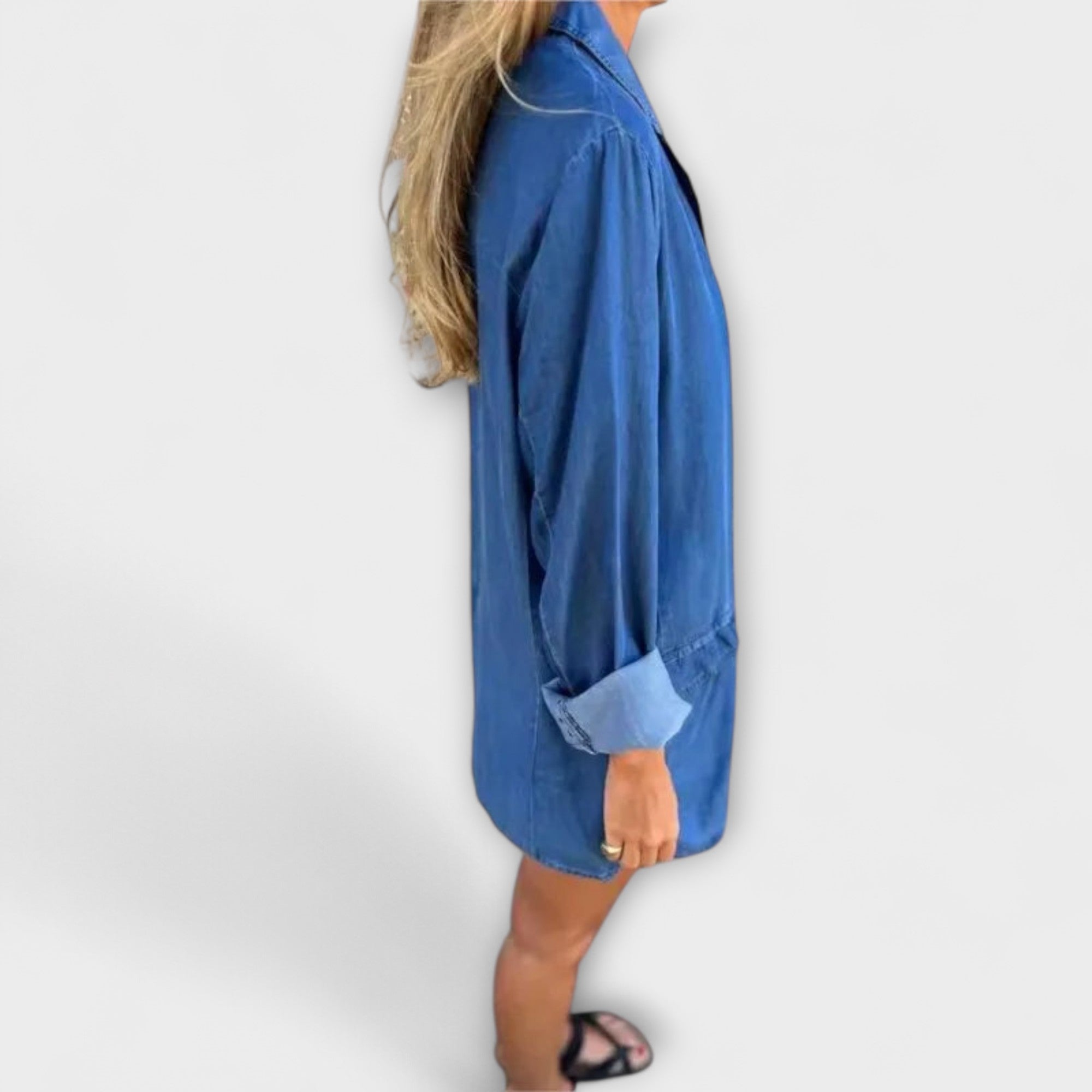 Alina Chaqueta Denim Ligero Estilo Blazer Para Mujer